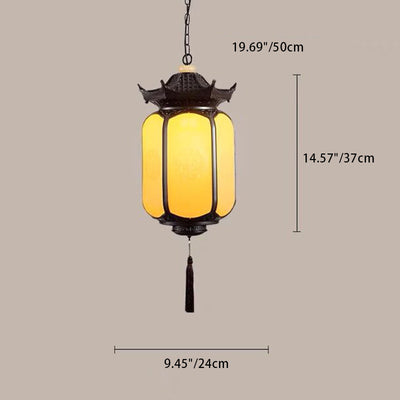 Modern Art Deco Waterproof Lantern Shaped Cylinder Aluminum Acrylic Faux Dolomite 1-Light Pendant Light For Patio