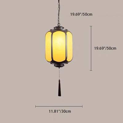 Modern Art Deco Waterproof Lantern Shaped Cylinder Aluminum Acrylic Faux Dolomite 1-Light Pendant Light For Patio