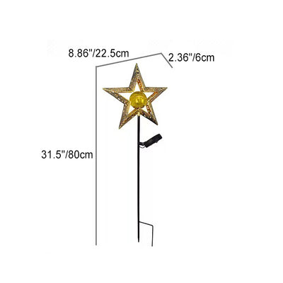 Modern Art Deco Solar Waterproof Ground Plug Star Sun Moon Iron Glass LED Outdoor Light For Garden