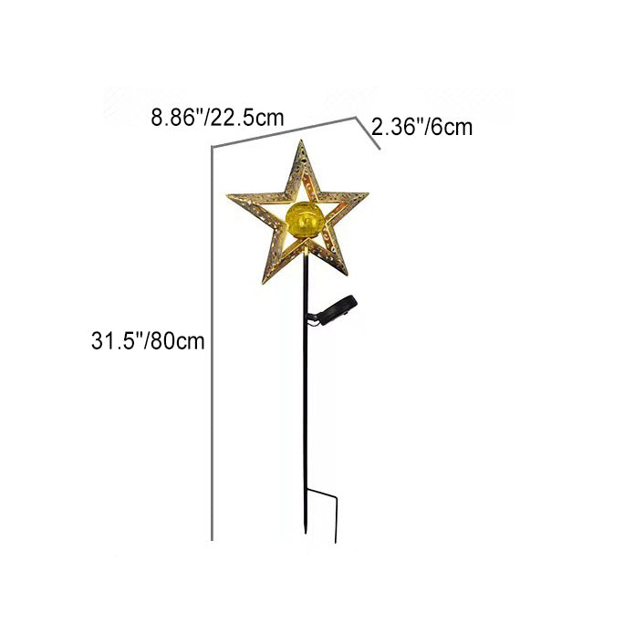 Modern Art Deco Solar Waterproof Ground Plug Star Sun Moon Iron Glass LED Outdoor Light For Garden