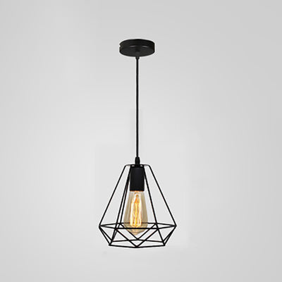 Contemporary Industrial Iron Cage Round Oval Pentagram Iron 1-Light Pendant Light For Dining Room