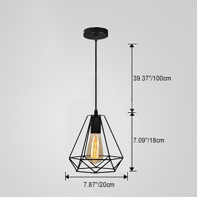 Contemporary Industrial Iron Cage Round Oval Pentagram Iron 1-Light Pendant Light For Dining Room