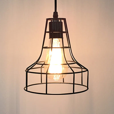 Contemporary Industrial Iron Cage Round Oval Pentagram Iron 1-Light Pendant Light For Dining Room