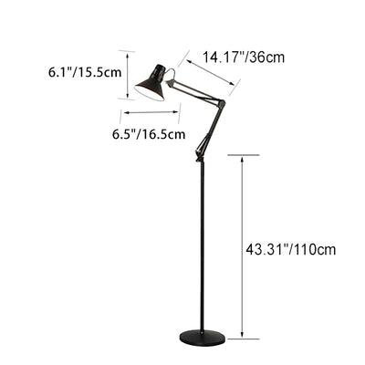 Contemporary Scandinavian Retractable Swivel Round Iron 1-Light Standing Floor Lamp For Bedroom