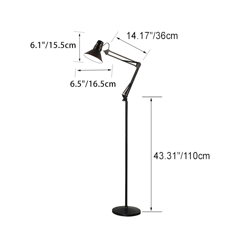 Contemporary Scandinavian Retractable Swivel Round Iron 1-Light Standing Floor Lamp For Bedroom