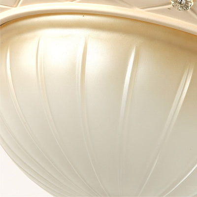 Traditional French Round Dome Resin Glass 2/3 Light Flush Mount Ceiling Light For Bedroom