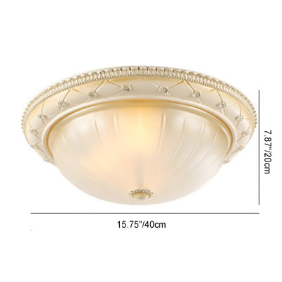 Traditional French Round Dome Resin Glass 2/3 Light Flush Mount Ceiling Light For Bedroom