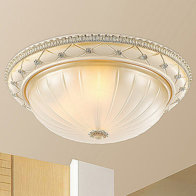 Traditional French Round Dome Resin Glass 2/3 Light Flush Mount Ceiling Light For Bedroom