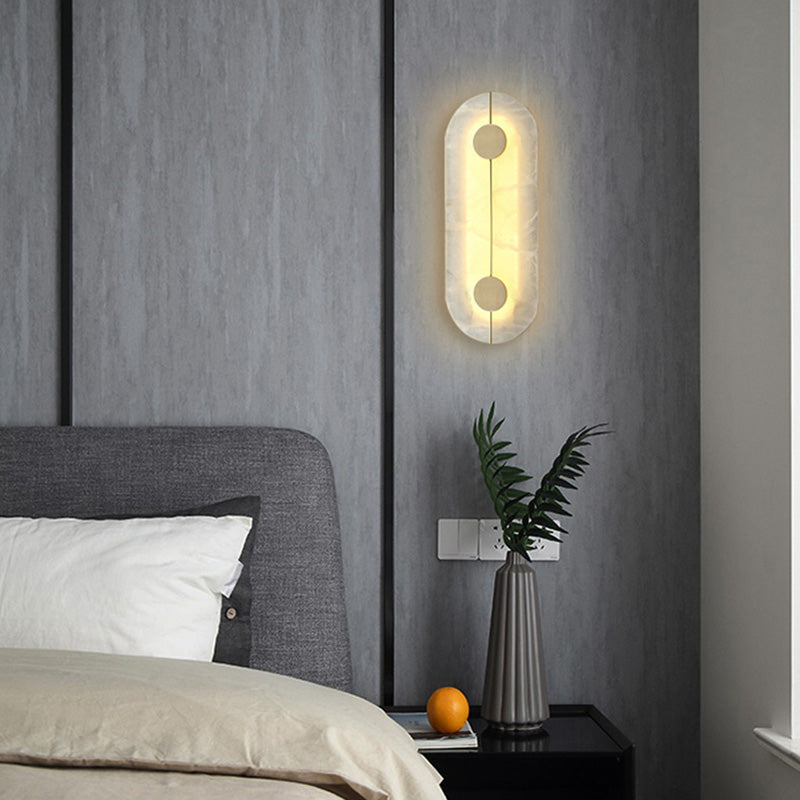 Moderne minimalistische runde ovale Eisenmarmor-LED-Wandleuchte für Schlafzimmer 