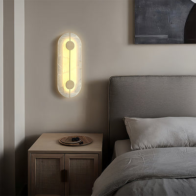 Moderne minimalistische runde ovale Eisenmarmor-LED-Wandleuchte für Schlafzimmer 