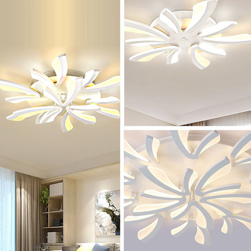 Contemporary Scandinavian Dandelion Dome Hardware Acrylic LED Flush Mount Ceiling Light For Bedroom