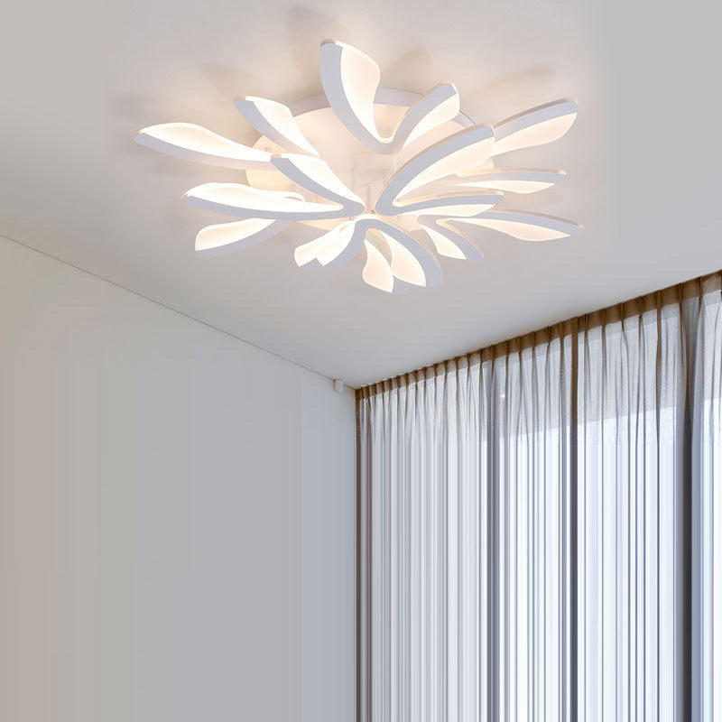 Contemporary Scandinavian Dandelion Dome Hardware Acrylic LED Flush Mount Ceiling Light For Bedroom