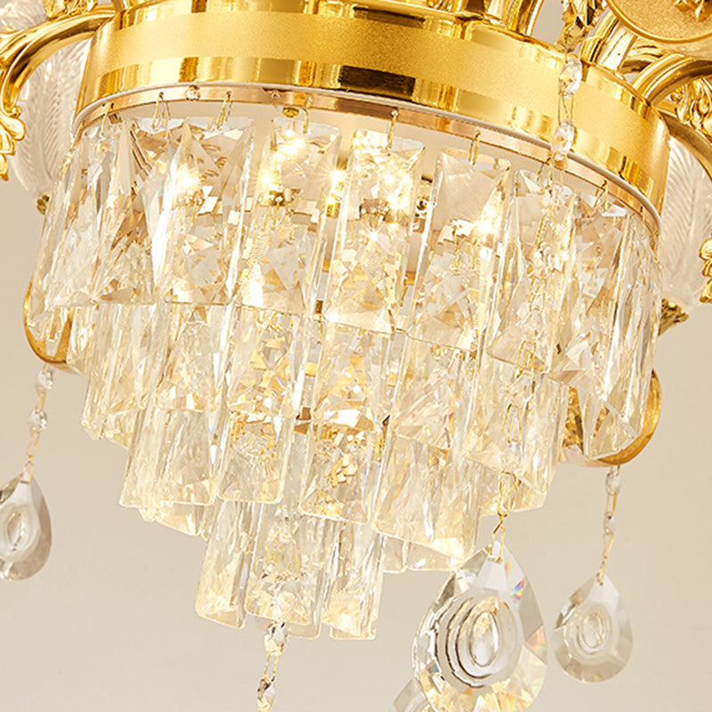 Traditional French Twig Shape Round Zinc Alloy Crystal Glass 6/8/10/12/15 Light Chandelier For Living Room