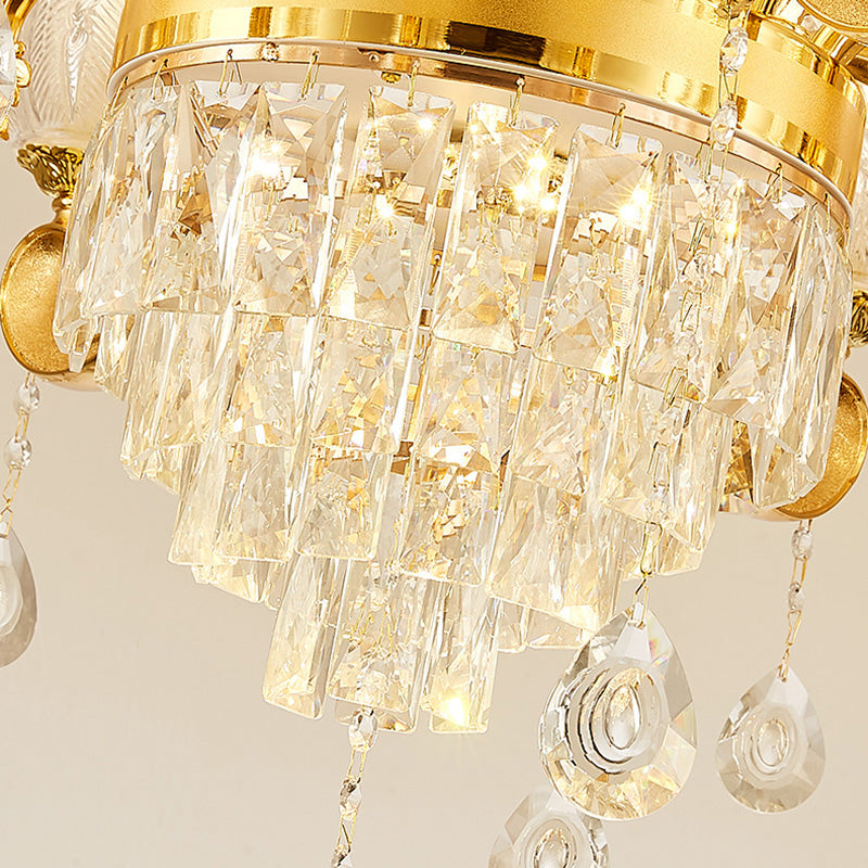 Traditional French Twig Shape Round Zinc Alloy Crystal Glass 6/8/10/12/15 Light Chandelier For Living Room