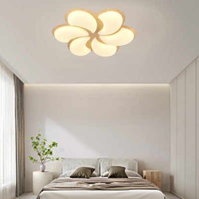 Modern Minimalist Windmill Shaped PE Iron LED Flush Mount Ceiling Light For Bedroom