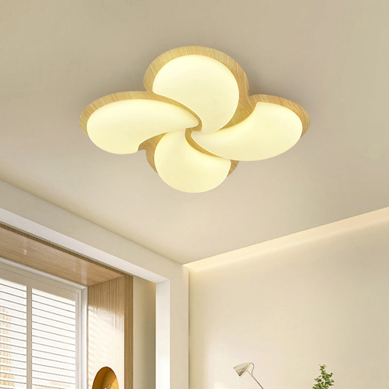 Modern Minimalist Windmill Shaped PE Iron LED Flush Mount Ceiling Light For Bedroom