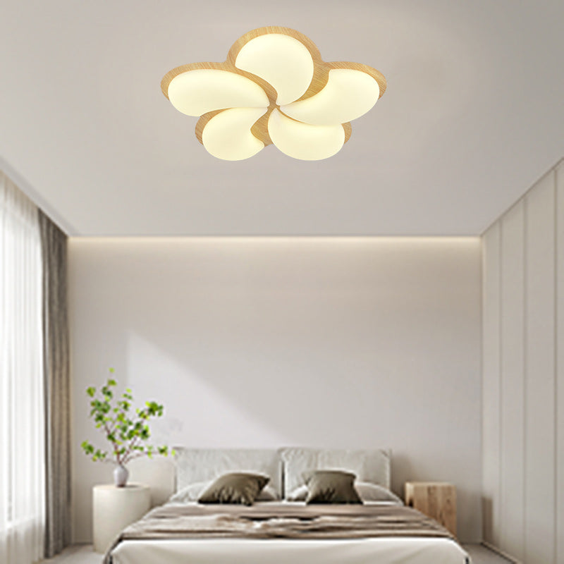 Modern Minimalist Windmill Shaped PE Iron LED Flush Mount Ceiling Light For Bedroom