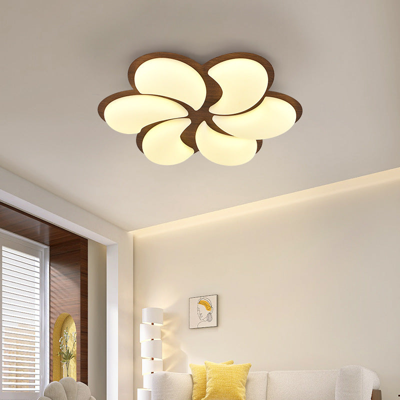 Modern Minimalist Windmill Shaped PE Iron LED Flush Mount Ceiling Light For Bedroom