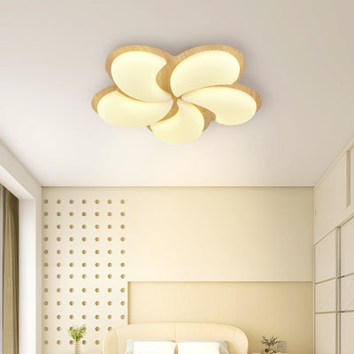 Modern Minimalist Windmill Shaped PE Iron LED Flush Mount Ceiling Light For Bedroom