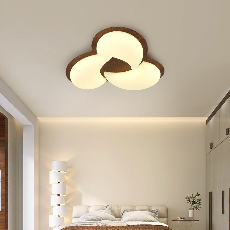 Modern Minimalist Windmill Shaped PE Iron LED Flush Mount Ceiling Light For Bedroom