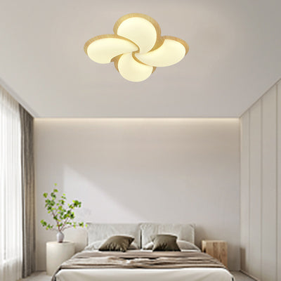 Modern Minimalist Windmill Shaped PE Iron LED Flush Mount Ceiling Light For Bedroom