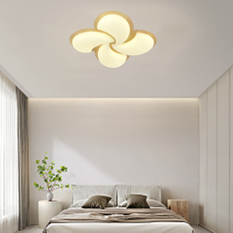 Modern Minimalist Windmill Shaped PE Iron LED Flush Mount Ceiling Light For Bedroom