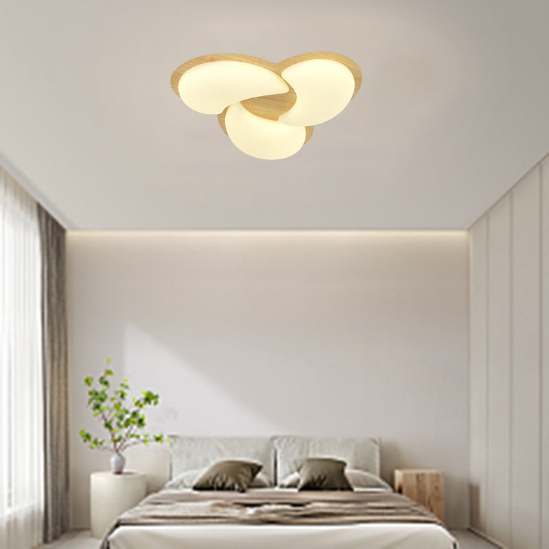 Modern Minimalist Windmill Shaped PE Iron LED Flush Mount Ceiling Light For Bedroom