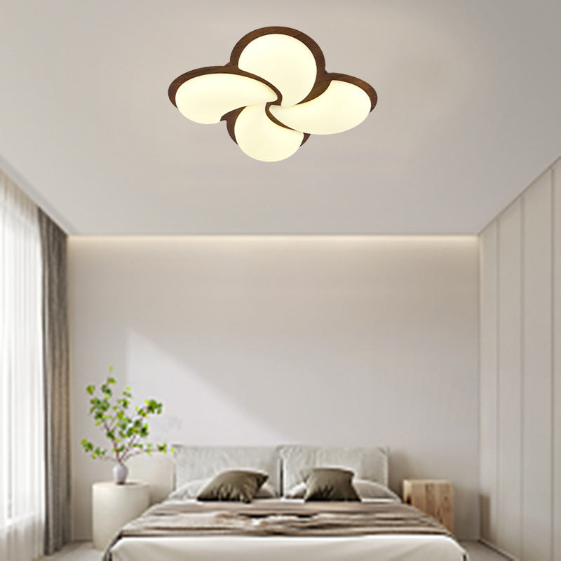 Modern Minimalist Windmill Shaped PE Iron LED Flush Mount Ceiling Light For Bedroom