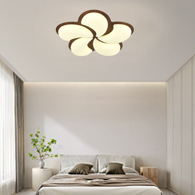 Modern Minimalist Windmill Shaped PE Iron LED Flush Mount Ceiling Light For Bedroom