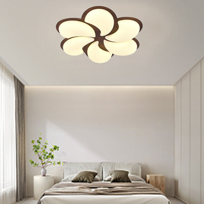 Modern Minimalist Windmill Shaped PE Iron LED Flush Mount Ceiling Light For Bedroom