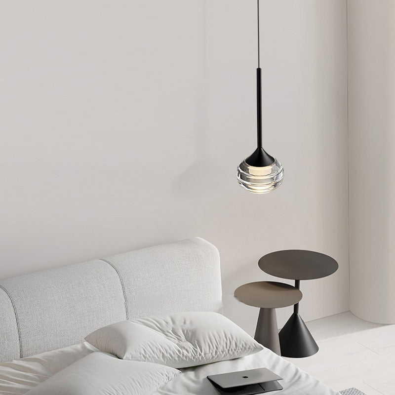 Contemporary Scandinavian Round Orb Copper Glass LED Pendant Light For Bedroom