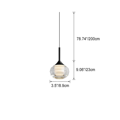 Contemporary Scandinavian Round Orb Copper Glass LED Pendant Light For Bedroom