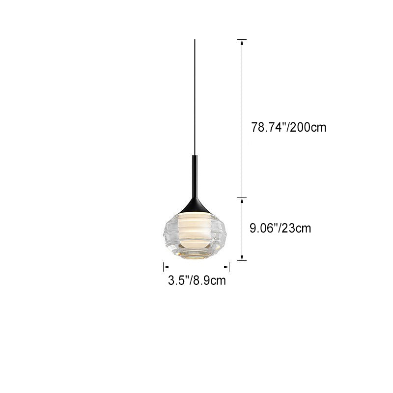 Contemporary Scandinavian Round Orb Copper Glass LED Pendant Light For Bedroom