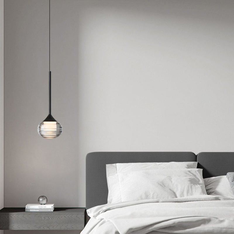 Contemporary Scandinavian Round Orb Copper Glass LED Pendant Light For Bedroom