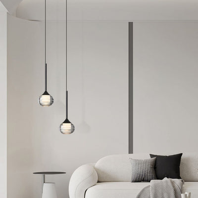 Contemporary Scandinavian Round Orb Copper Glass LED Pendant Light For Bedroom