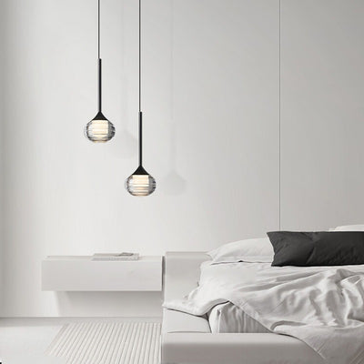 Contemporary Scandinavian Round Orb Copper Glass LED Pendant Light For Bedroom