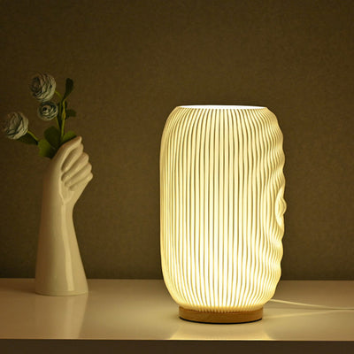 Modern Minimalist USB Cylinder Plastic LED Table Lamp For Bedroom