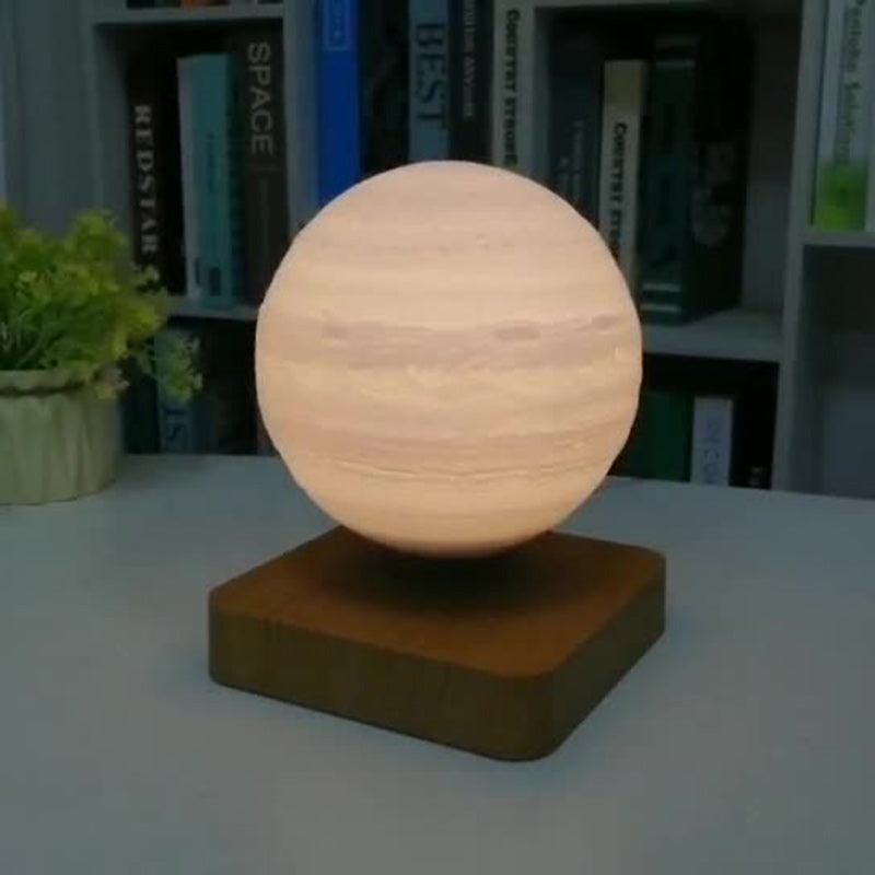 Zeitgenössische kreative Levitation 3D PEGT Mond Runde Orb ABS Holz LED Tischlampe für Schlafzimmer 