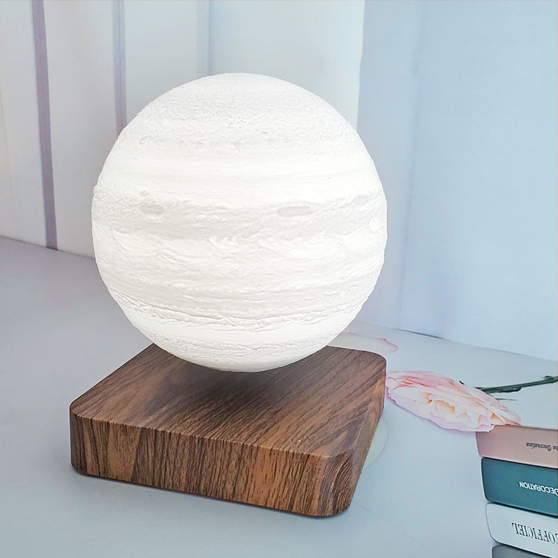 Zeitgenössische kreative Levitation 3D PEGT Mond Runde Orb ABS Holz LED Tischlampe für Schlafzimmer 