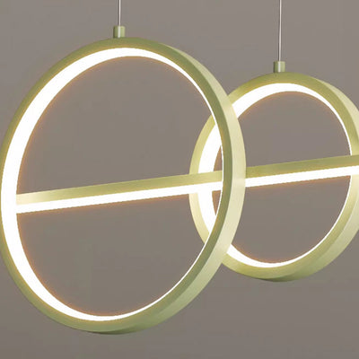 Contemporary Scandinavian Cream Linear Round Orb Iron Rotational Molding LED Chandelier For Dining Room