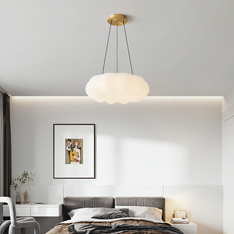 Contemporary Scandinavian Cream Cloud Pumpkin Copper Acrylic LED Pendant Light For Bedroom