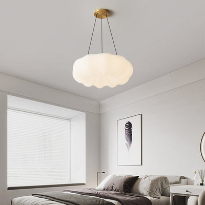 Contemporary Scandinavian Cream Cloud Pumpkin Copper Acrylic LED Pendant Light For Bedroom