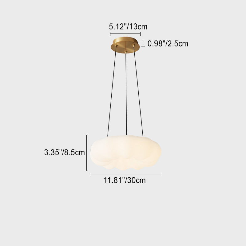 Contemporary Scandinavian Cream Cloud Pumpkin Copper Acrylic LED Pendant Light For Bedroom