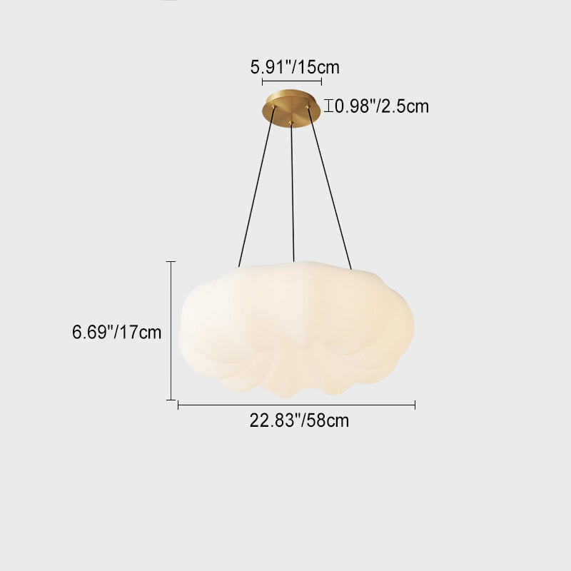 Contemporary Scandinavian Cream Cloud Pumpkin Copper Acrylic LED Pendant Light For Bedroom