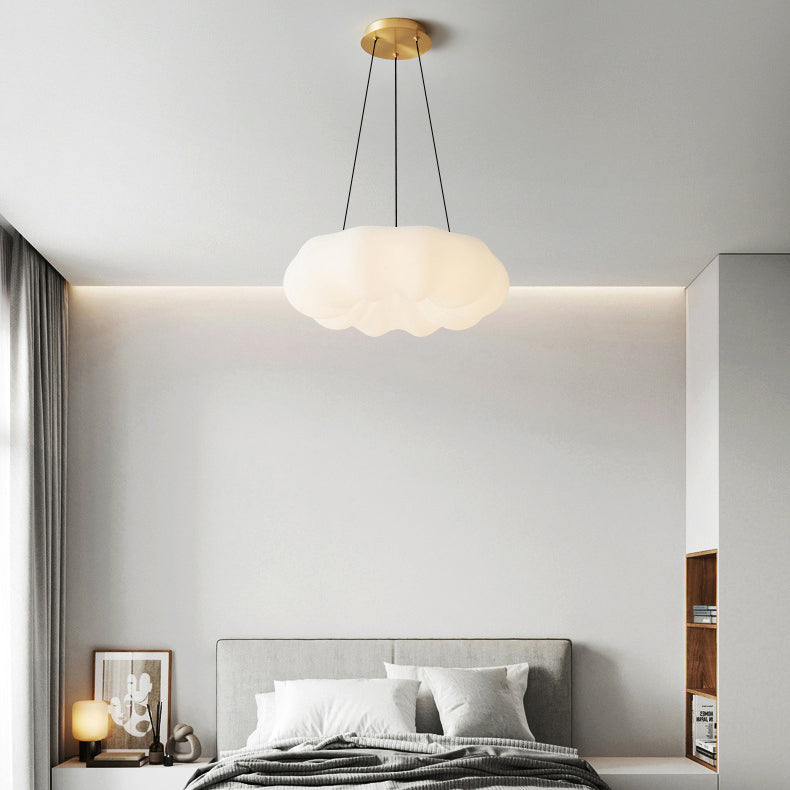 Contemporary Scandinavian Cream Cloud Pumpkin Copper Acrylic LED Pendant Light For Bedroom