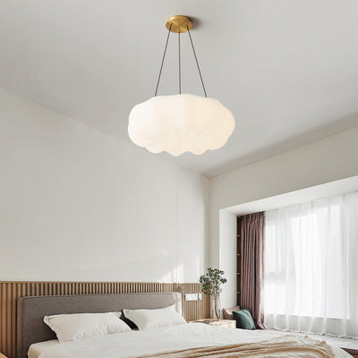 Contemporary Scandinavian Cream Cloud Pumpkin Copper Acrylic LED Pendant Light For Bedroom