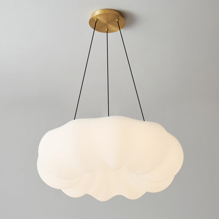 Contemporary Scandinavian Cream Cloud Pumpkin Copper Acrylic LED Pendant Light For Bedroom