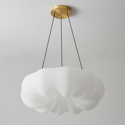 Contemporary Scandinavian Cream Cloud Pumpkin Copper Acrylic LED Pendant Light For Bedroom