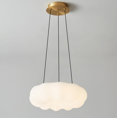 Contemporary Scandinavian Cream Cloud Pumpkin Copper Acrylic LED Pendant Light For Bedroom