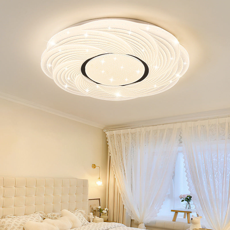 Moderne minimalistische Creme Star Storm Runde Kuppel PVC Eisen LED Unterputz Deckenleuchte für Schlafzimmer 